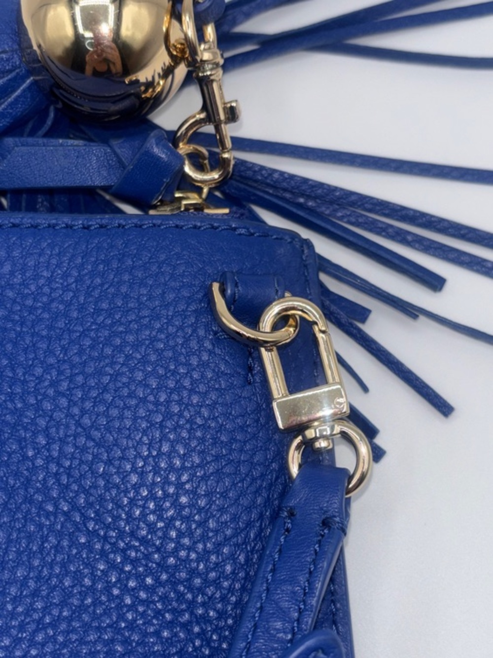 Tory Burch Royal Blue Leather Crossbody with Tassel Charm - Picture 4 of 10